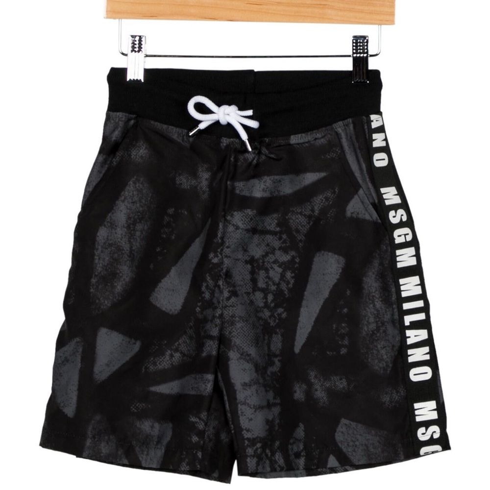 MSGM Milano Boys' Black Graphic Print Shorts – Size 5